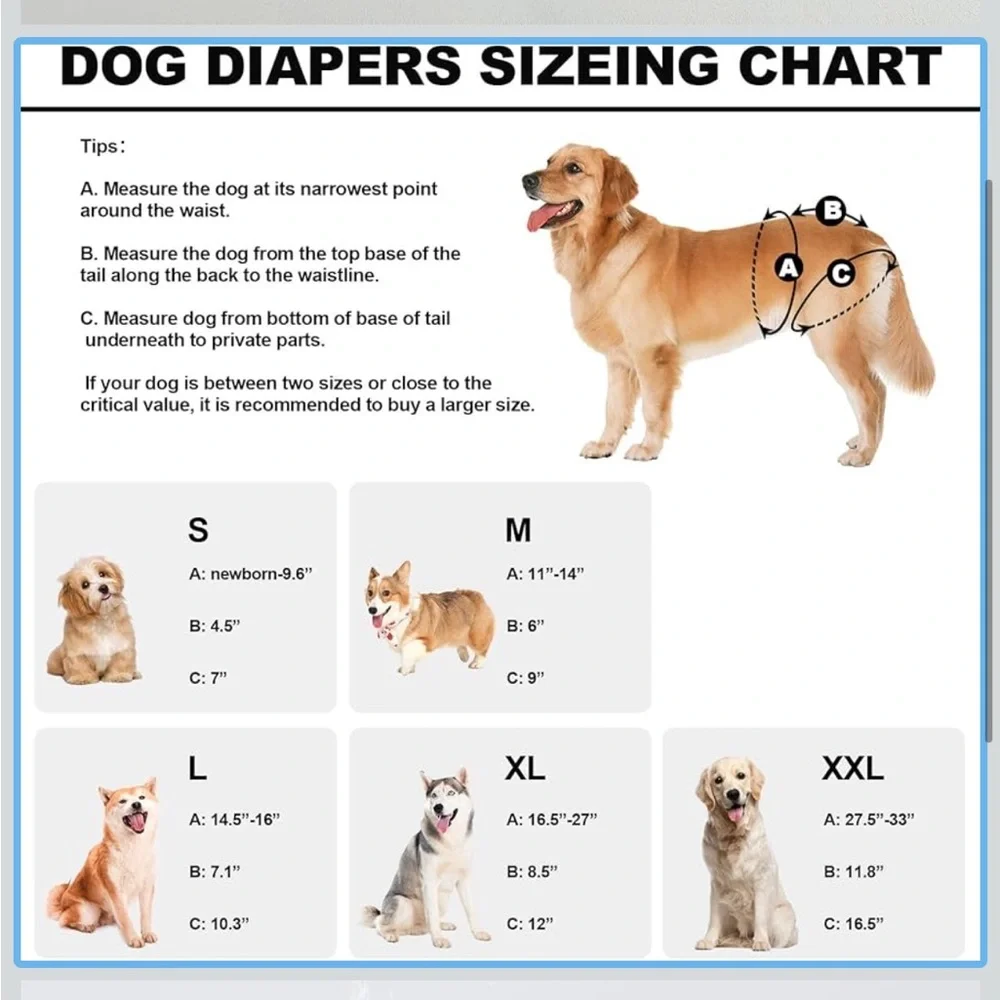 Reusable Dog Diapers Female Washable Pack of 3 small